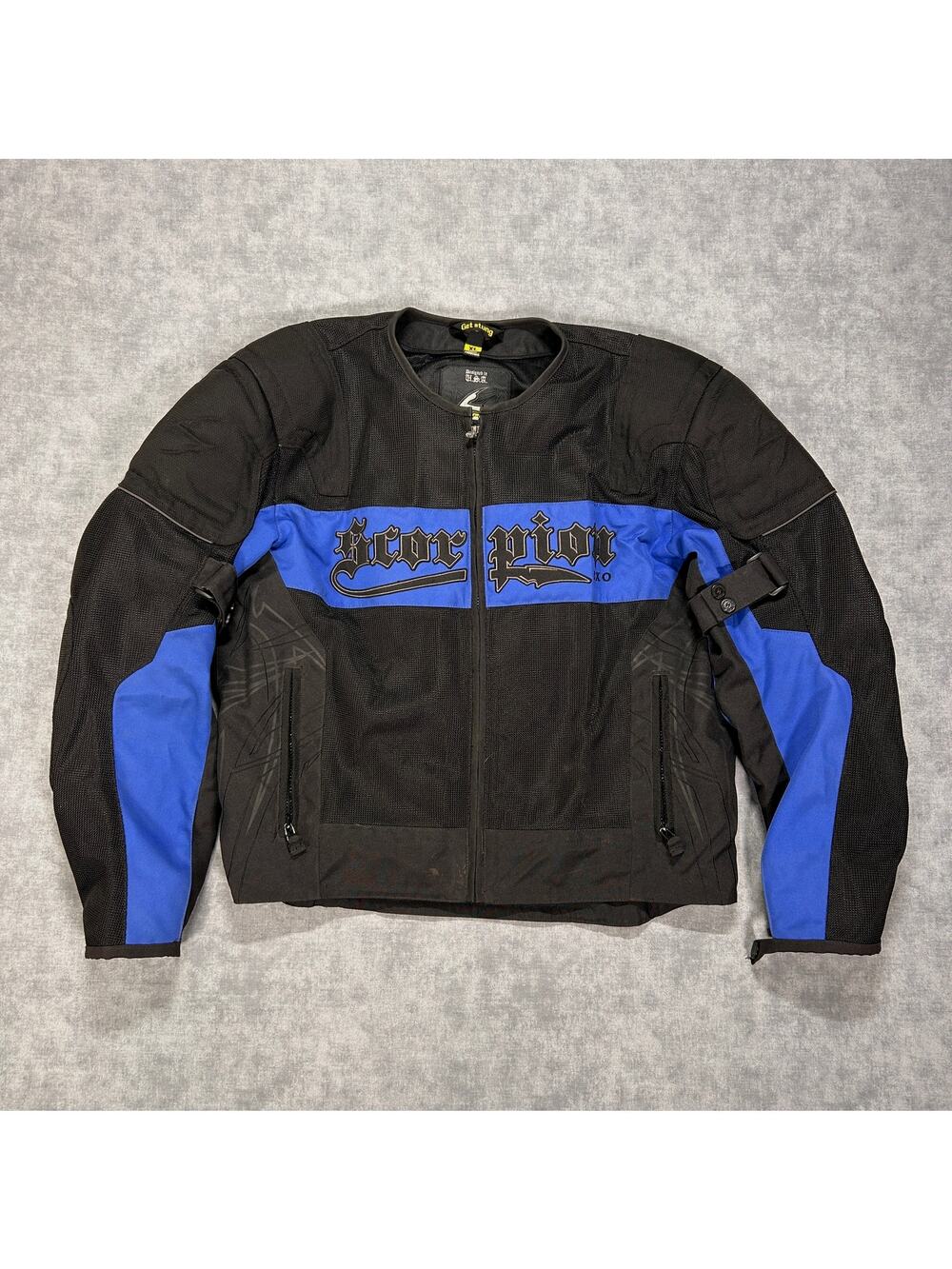 Scorpion EXO Motorcycle riding blue/black armored biker padded jacket mens XL